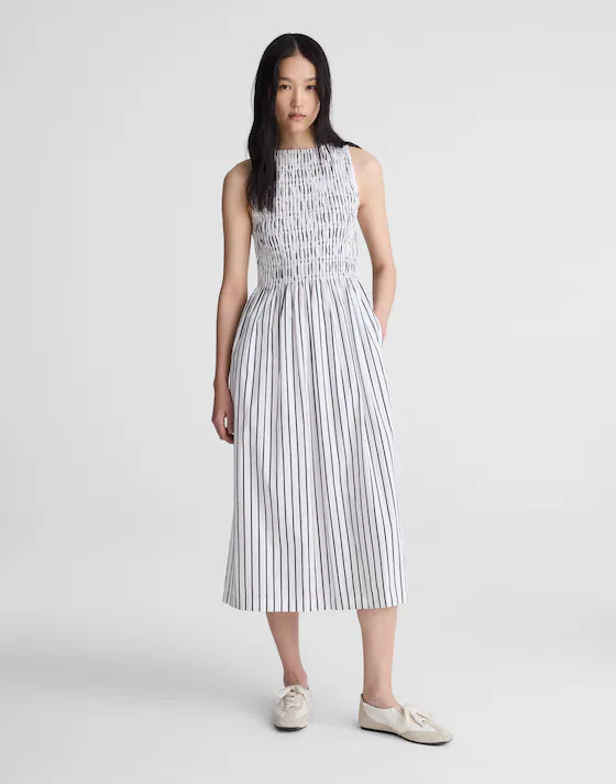 Boatneck Smocked Midi Dress | Madewell