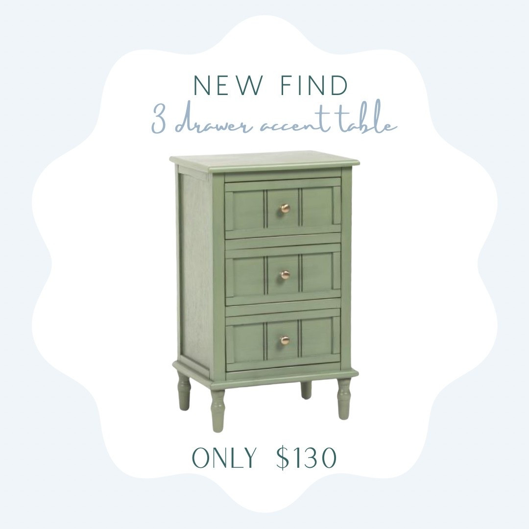 3 drawer small green accent table