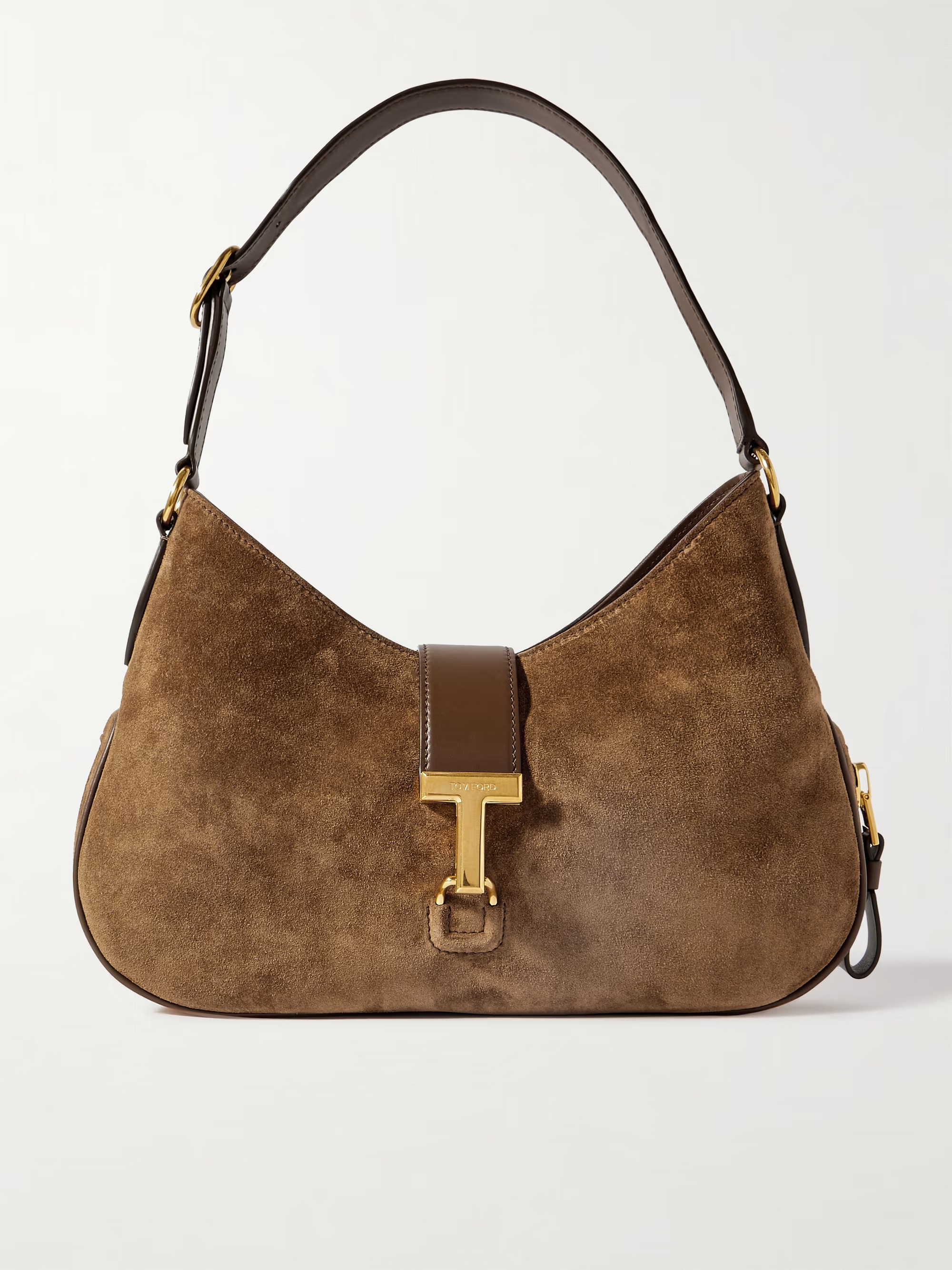 Monarch leather-trimmed suede shoulder bag | NET-A-PORTER (US)