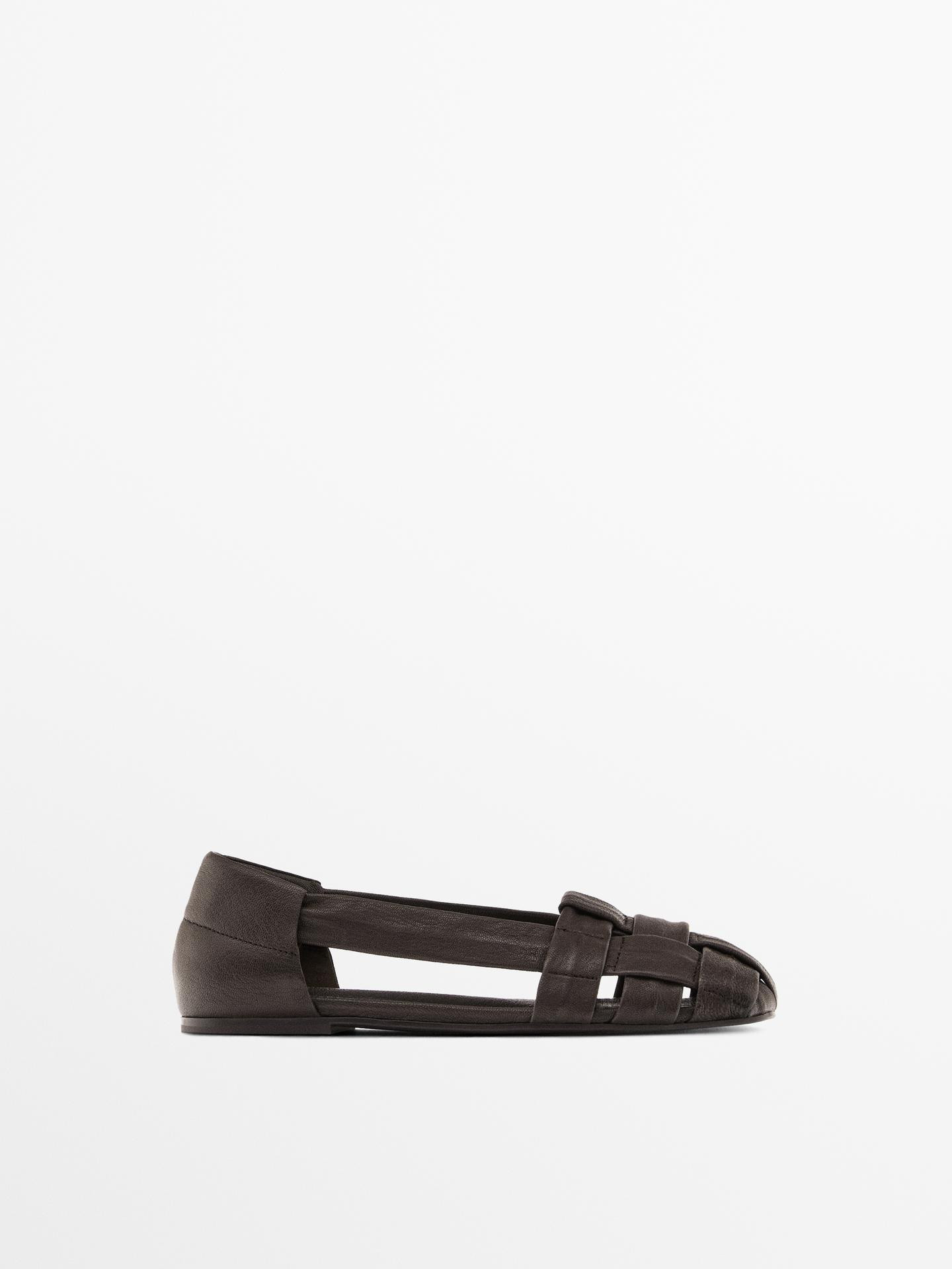 Sandales à lanières souples en cuir | Massimo Dutti FR