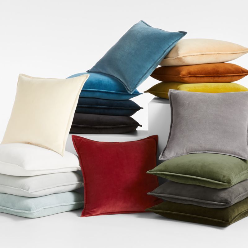20" Washed Cotton Velvet Pillows | Crate and Barrel | Crate & Barrel