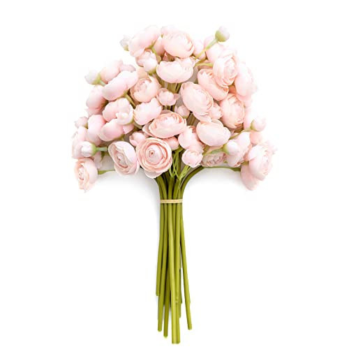 Ling's moment Ranunculus Artificial Flower, Faux Silk Mini Ranunculus Flowers for DIY Bouquet, Bulk Fake Wedding Filler Flowers for Centerpieces Arrangements Bridal Shower Decorations, Blush Pink | Amazon (US)