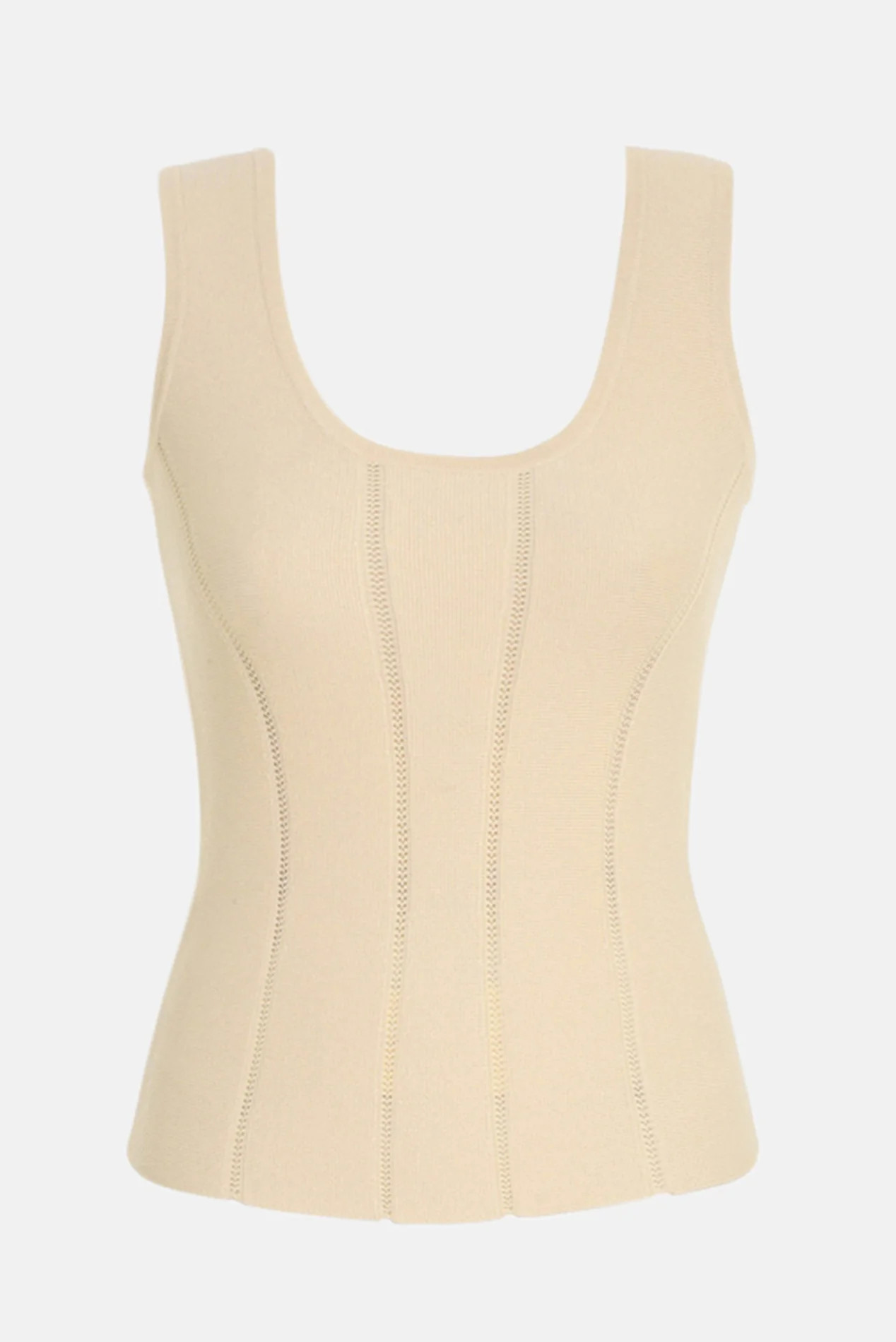Luminosity Knit Panelled Tank Cream | Blue & Cream