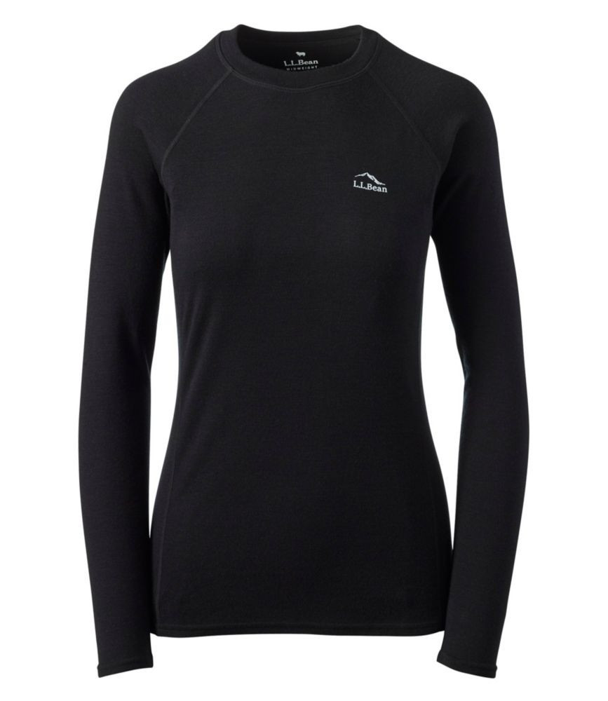 Women's Cresta Midweight 250 Crew Top Dark Black Medium, Wool L. L.Bean | L.L. Bean