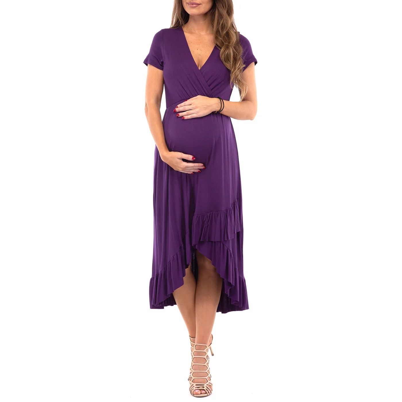 Women's Faux Wrap Hi-Lo Maternity Dress for Baby Shower or Casual Wear | Walmart (US)