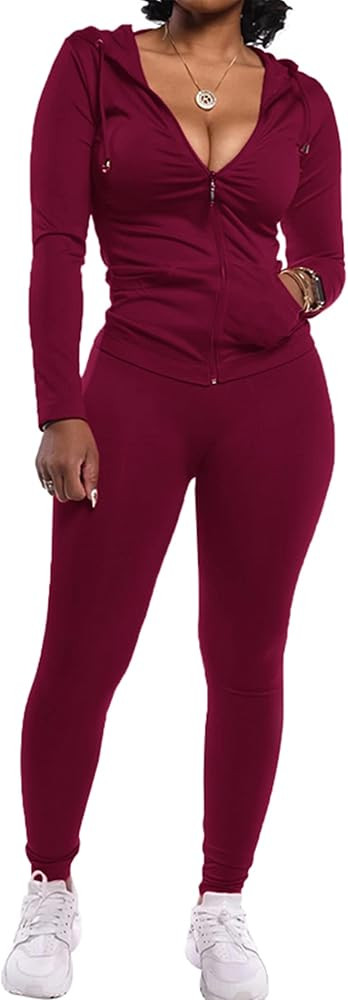 PRETTYGARDEN Women's Two Piece Tracksuit Set Long Sleeve Zipper Hoodie Jacket with Sweatpants Swe... | Amazon (US)