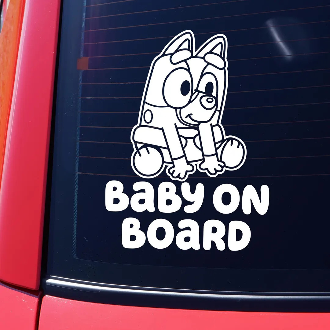 Bluey Baby on Board Sticker Cute Cartoon Baby Decal Infant Safety Car Window Sign for Parents to ... | Etsy (US)