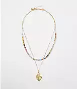 Rainbow Beaded Layered Charm Necklace | LOFT