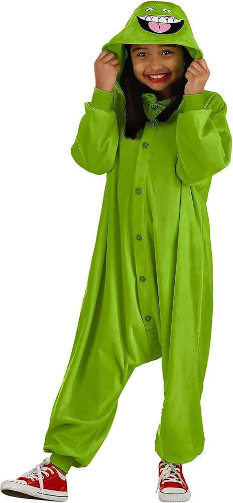 Kid's Ghostbusters Slimer Costume Onesie | Ghostbuster Green Ghost Hooded Pajamas | Ghostbusters ... | Amazon (US)