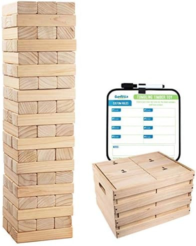 Giant Tumbling Timber Toy - 60 Jumbo Wooden Blocks Floor Game for Kids and Adults, w/ Storage Cra... | Amazon (US)