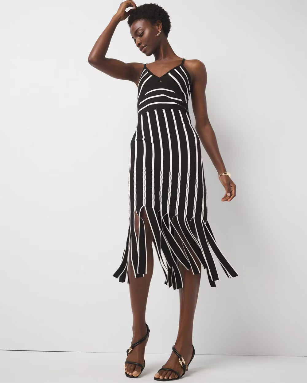 Halter Sweater Dress with Fringe | White House Black Market