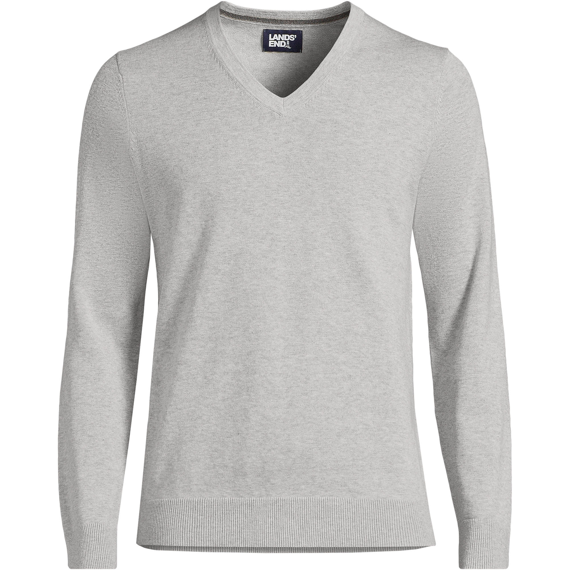 Men's Fine Gauge Cotton V Neck Sweater | Lands' End (US)