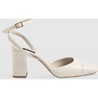 Women's Rayner Cap Toe Heel, Cream, Leather, Size UK 6, Saint + Sofia | Saint + Sofia