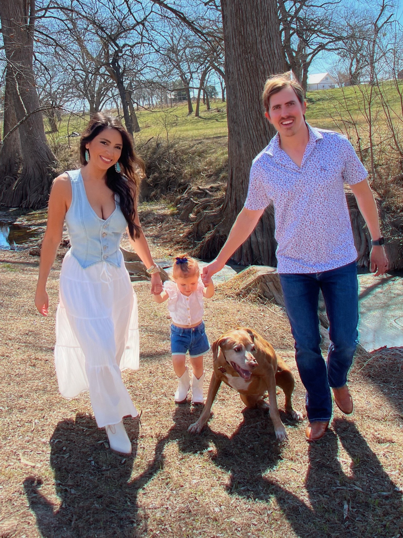 Western outfit 
Denim vest 
White long skirt 
Toddler cowboy boots
Ridgeback Texas shirt 

#LTKFamily #LTKStyleTip