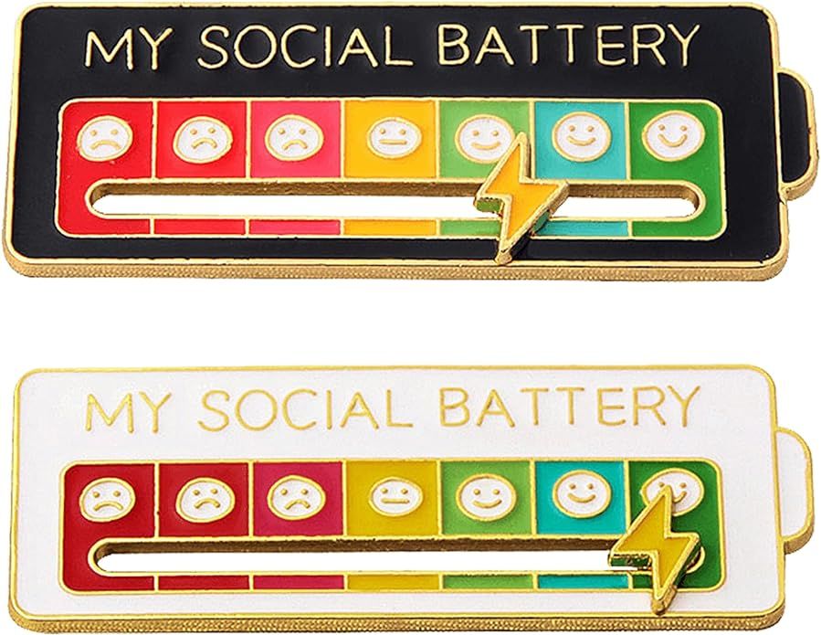 Social Battery Pin - My Social Battery Creative Lapel Pin, Fun Enamel Emotional Pin 7 Days A Week | Amazon (US)