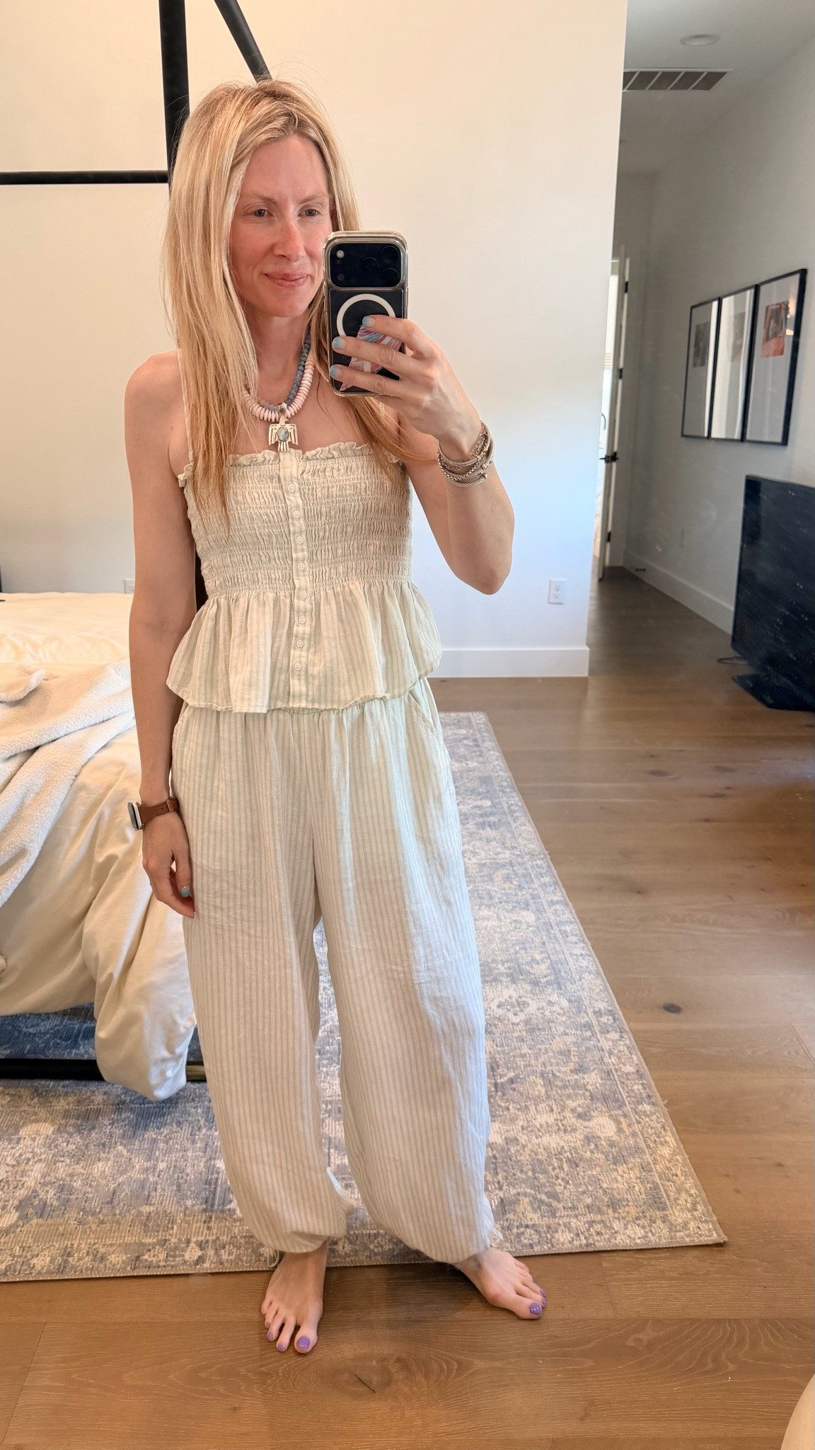 The cutest matching summer set from American eagle. Prettiest mint green with balloon tied pants. SOG GOOD. In a small in both top and bottom.

#LTKdayinmylife #LTKootd #LTKSeasonal