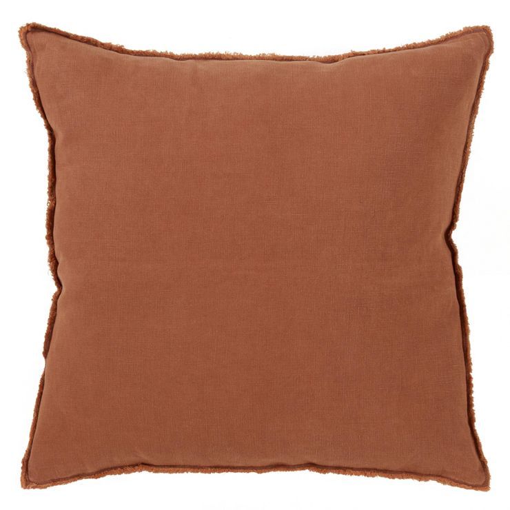 20"x20" Oversize Fringed Design Linen Square Throw Pillow - Saro Lifestyle | Target