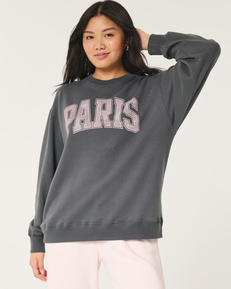 Women's Oversized Miami Graphic Crew Sweatshirt | Women's Sweatshirts & Sweatpants | HollisterCo.... | Hollister (US)