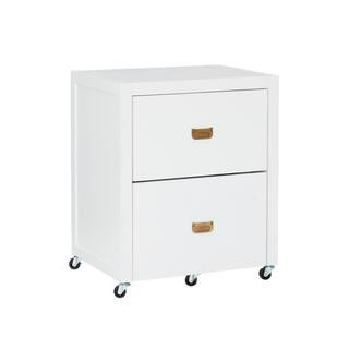 Linon Home Decor Sara White File Cabinet with Metal Drawer Glides and Rose Gold Handles | The Home Depot