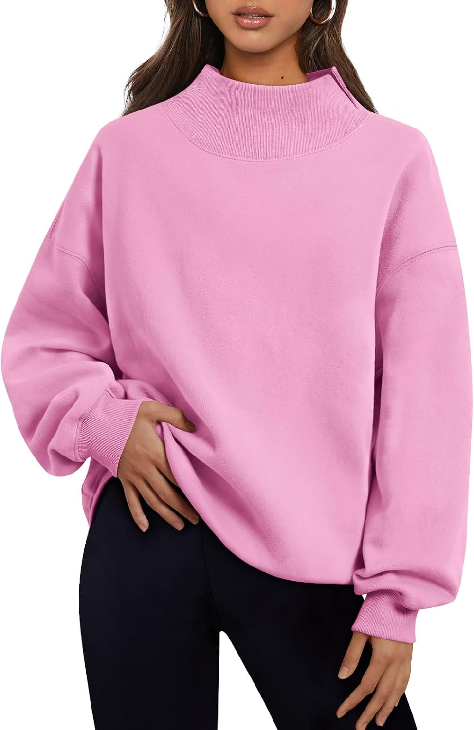 Trendy Queen Womens Mock Neck Sweatshirts Oversized Pullover Fall Outfits | Amazon (US)