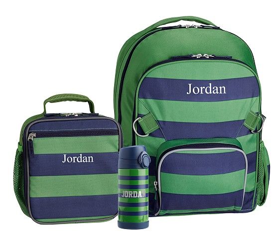 Fairfax Green/Navy Stripe Backpack & Lunch Bundle, Set Of 3 | Pottery Barn Kids