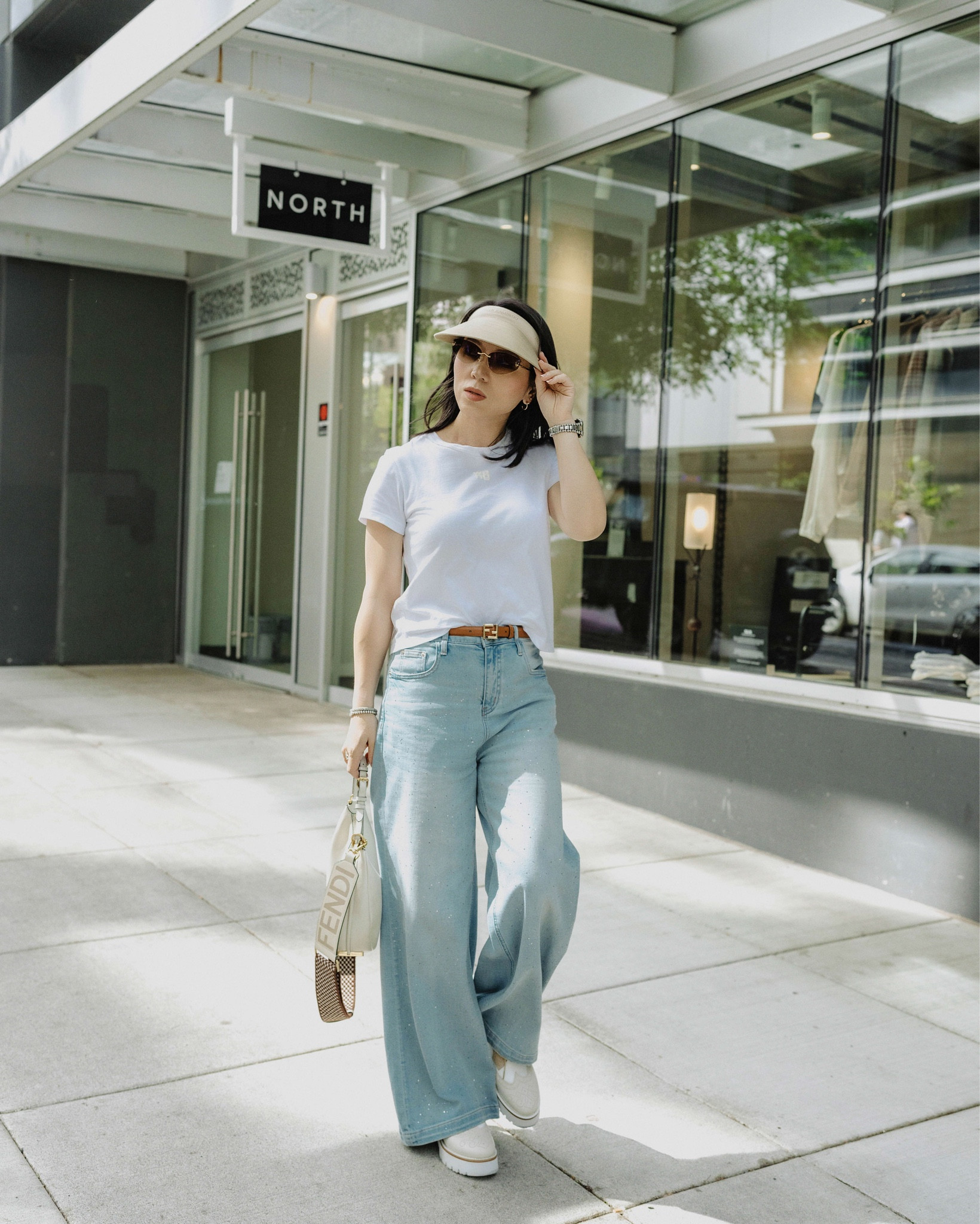 Casual chic outfit I wore to fly out to Madrid in my recent Europe trip with my son Brayden. 

Love my new visor hat by @helenkaminski

#LTKTravel #LTKSaleAlert #LTKOver40