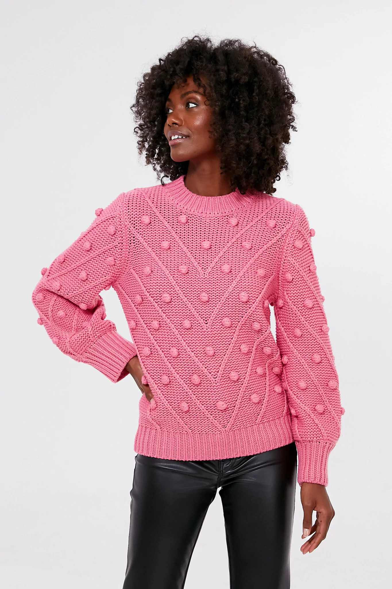 Punchy Pink PomPom Lainey Sweater | Tuckernuck (US)