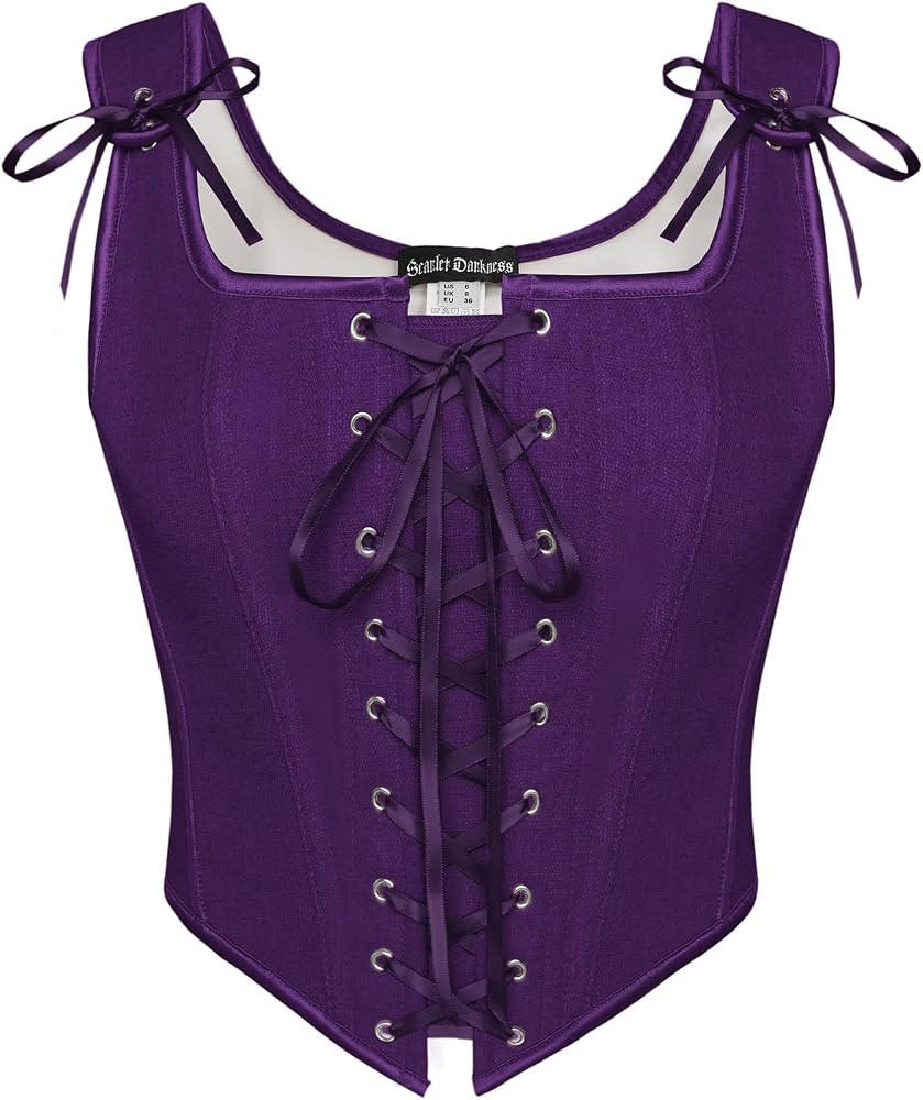 SCARLET DARKNESS Women Renaissance Corset Top Vintage Lace Up Medival Peasant Vest for Corset Dre... | Amazon (UK)