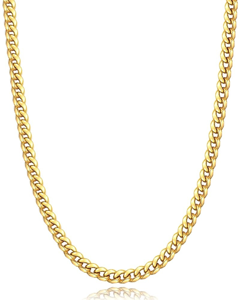 Momlovu Gold Chain Silver Chain for Men Boys, 4mm/6mm Non-Tarnish 18K Gold-Plated Cuban Link Chai... | Amazon (US)