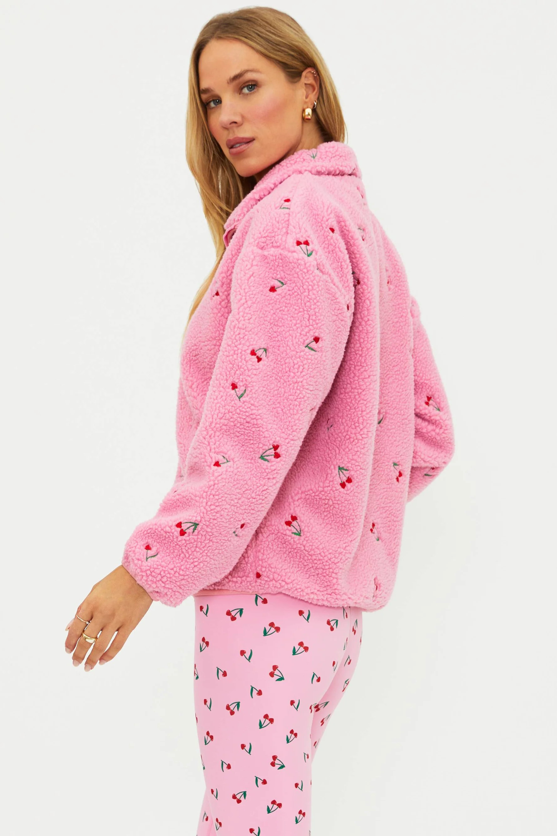 Bennie Jacket Mon Cheri Sherpa | Pink Cherry Sherpa Jacket | Beach Riot | Beach Riot