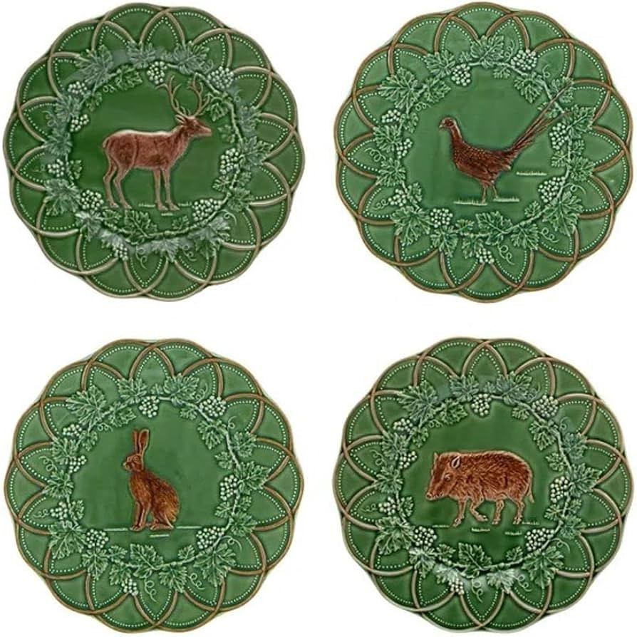 Bordallo Pinheiro Woods Set of 4 Assorted Snack Plate | Amazon (US)