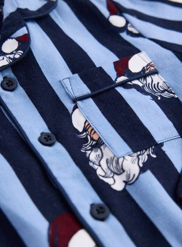 Matching Family Kid's Christmas Navy Stripe Santa Traditional Pyjamas 1-2 years | Tu Clothing