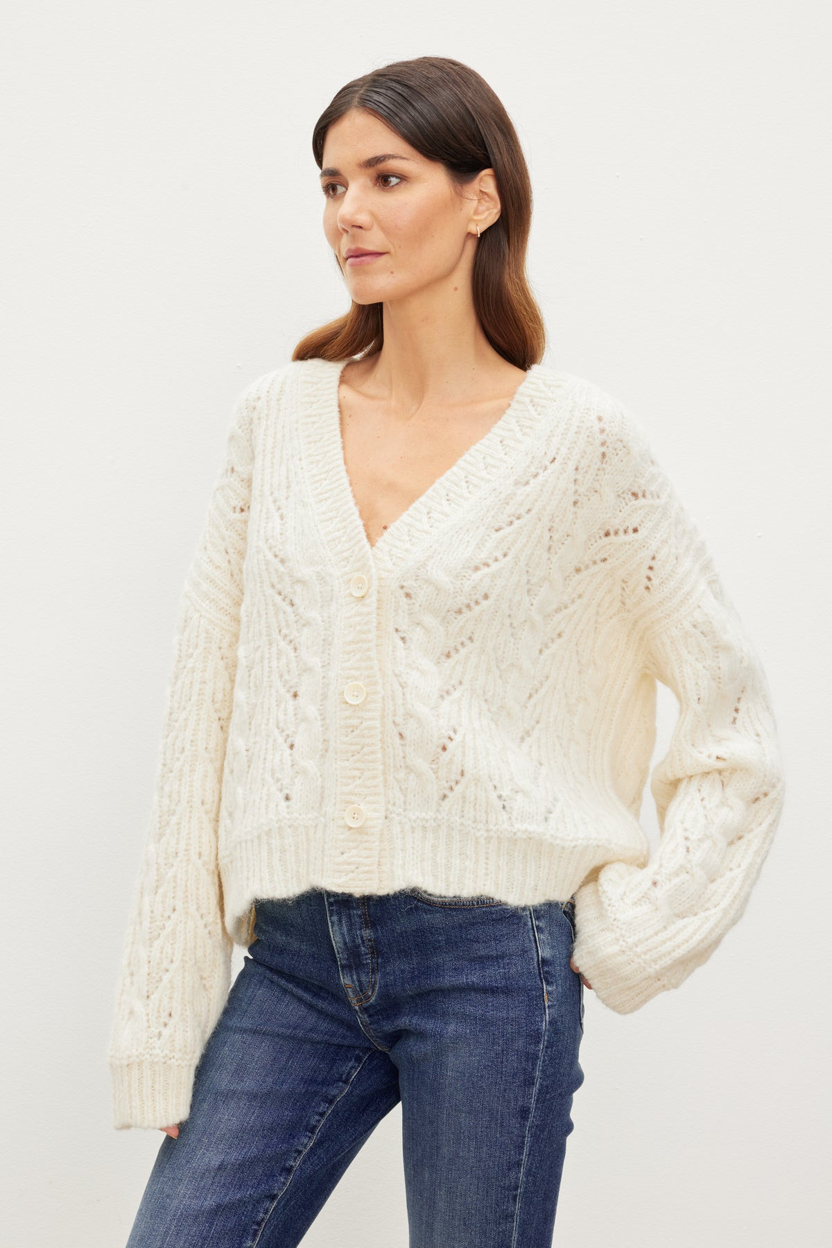ELISA ALPACA BLEND CABLE KNIT CARDIGAN | Velvet by Graham & Spencer