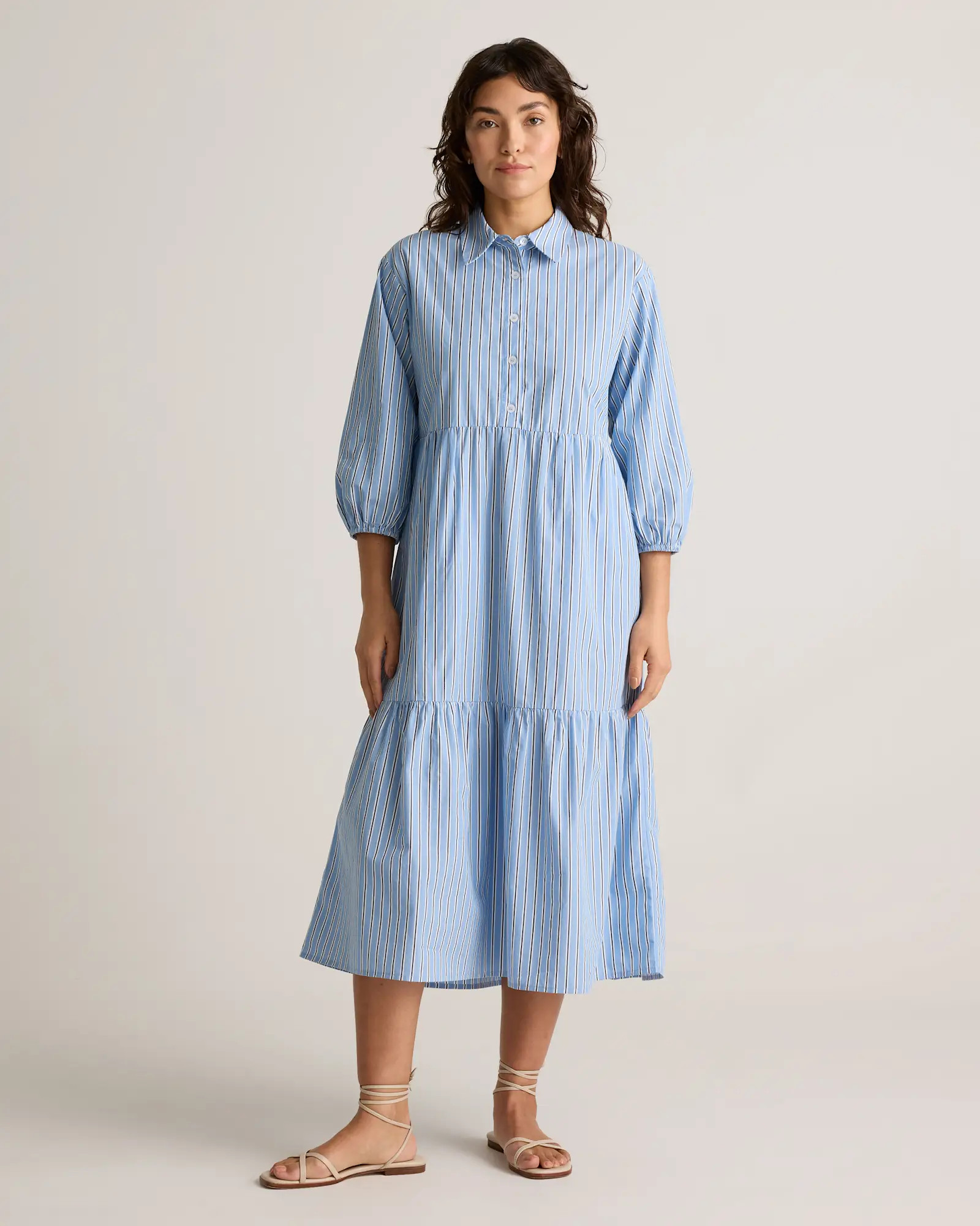 100% Organic Cotton Midi Tunic Dress in Tribeca Stripe | Quince