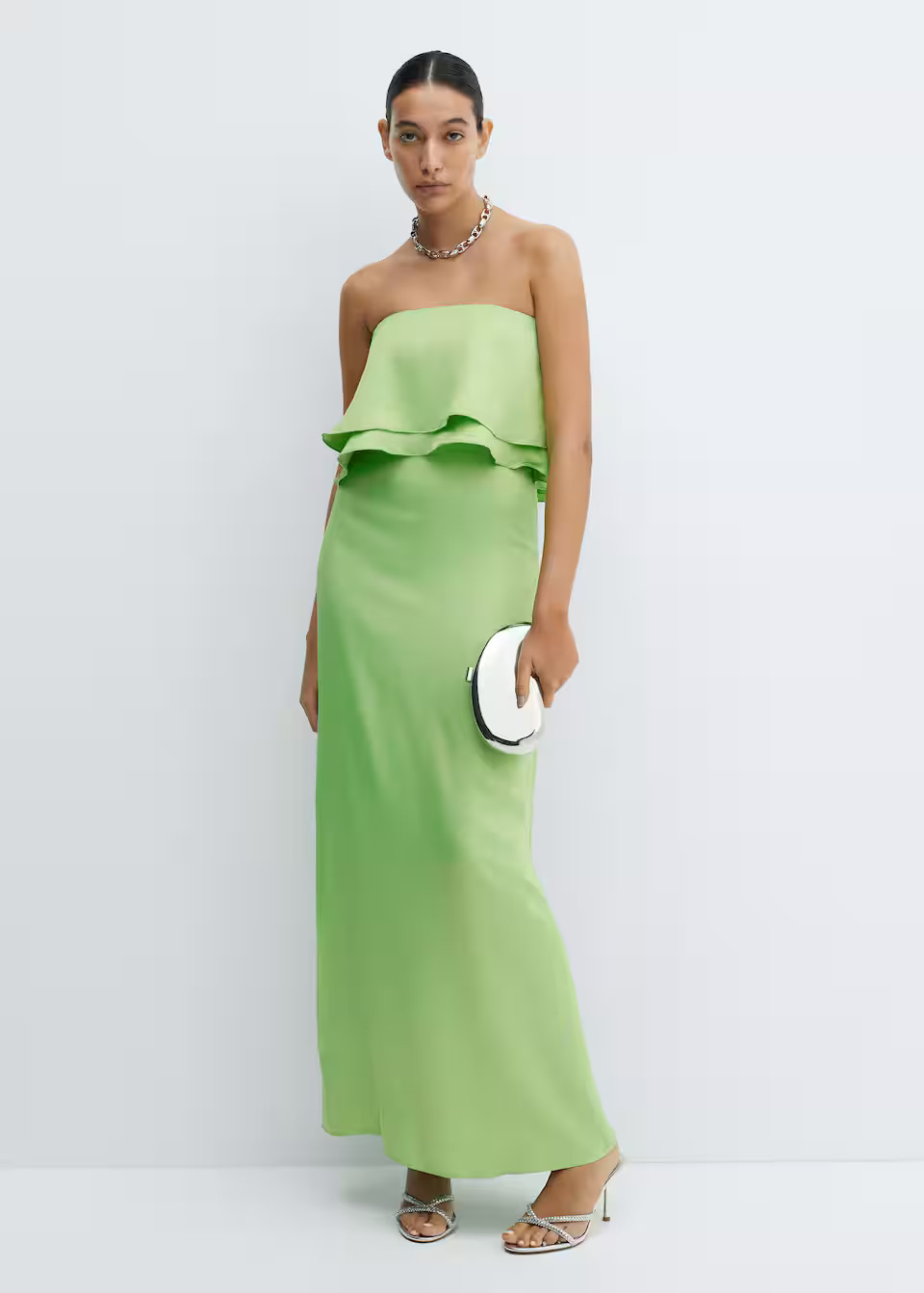 Strapless dress with ruffles -  Women | Mango USA | MANGO (US)