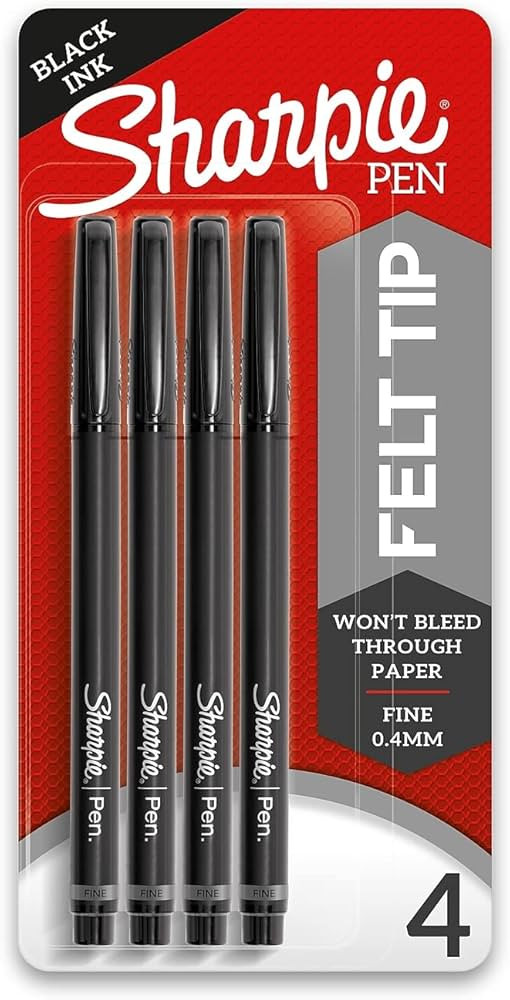 Sharpie Pens, Felt Tip, Fine Point (0.4 mm), Black, 4 Count | Amazon (CA)