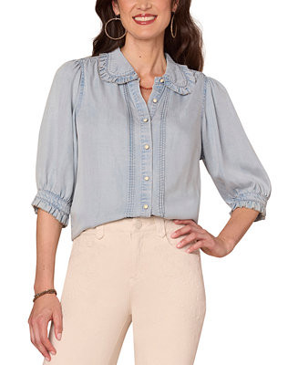 Petite Ruffle Edge Top | Macy's