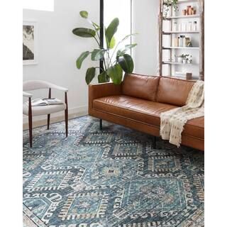 LOLOI II Skye Denim/Natural 9 ft. x 12 ft. Traditional Polyester Pile Area Rug-SKYESKY-03DENA90C0... | The Home Depot