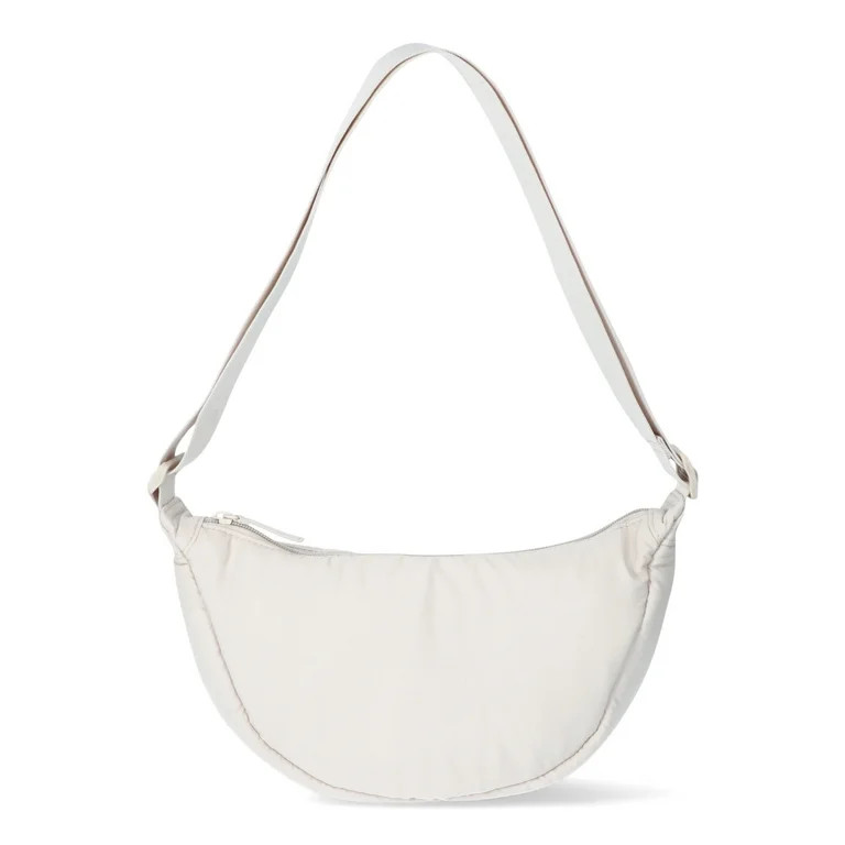 No Boundaries Crossbody Hobo Bag, Cream, Women's | Walmart (US)
