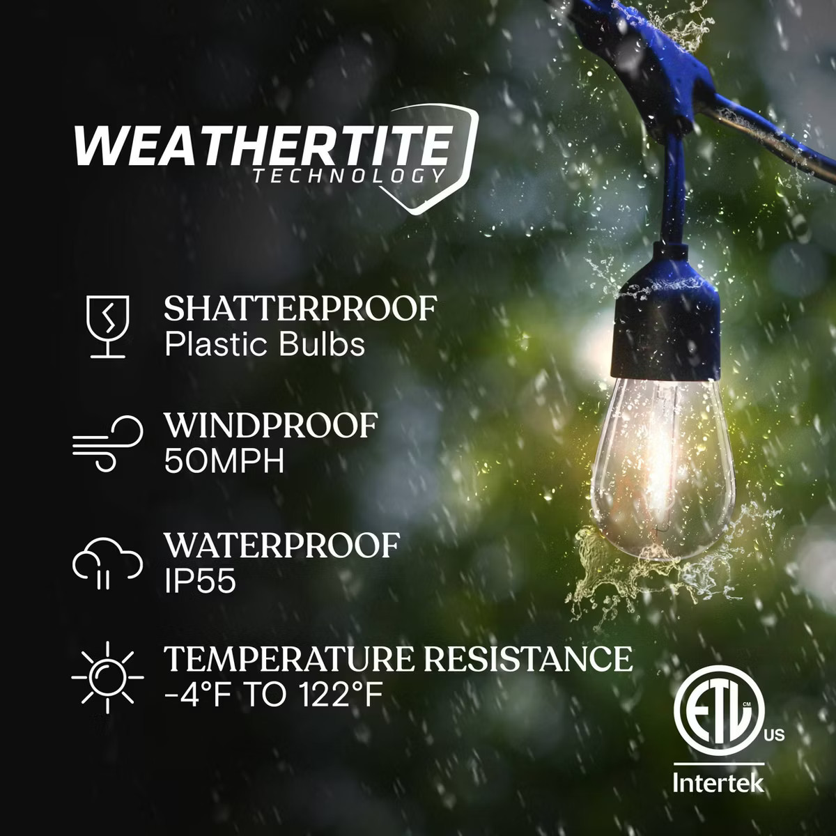 Brightech 12-Bulb LED Ambience Pro Solar 2W 27ft 2700K S14 Outdoor Hanging String Lights Clear Bu... | Target