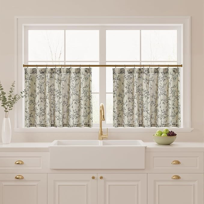 Pinch Pleat Linen Tier Curtains, W26 x L36, 2 Panels | Amazon (US)