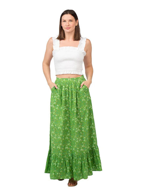 The Britt Skirt | Green Petite Floral | Beau & Ro