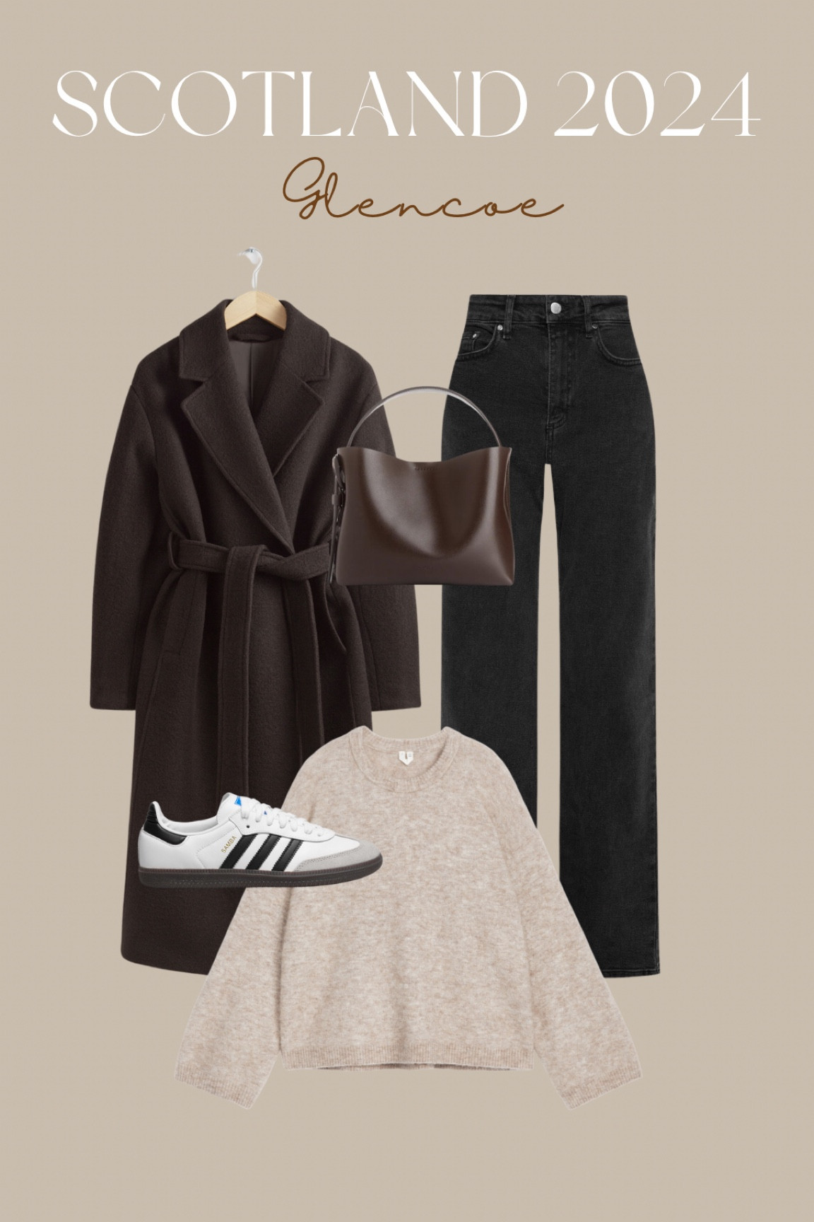 Arket jumper, arket knit, wool blend sweater , wool blend knit, beige knitted sweater, beige knit, beige jumper, adidas sambas, brown doat, brown jacket, black jeans, wide leg jeans, black straight leg jeans, brown leather bag,

#LTKeurope #LTKautumn #LTKstyletip