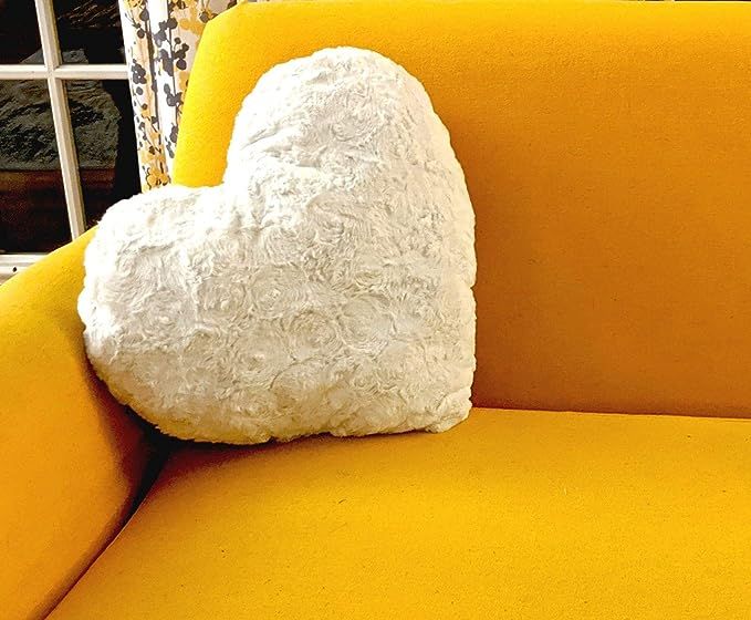 DaDa Bedding Luxury White Heart Pillow - Lovely Valentine Gift Throw Cushion with Sewn Insert - C... | Amazon (US)