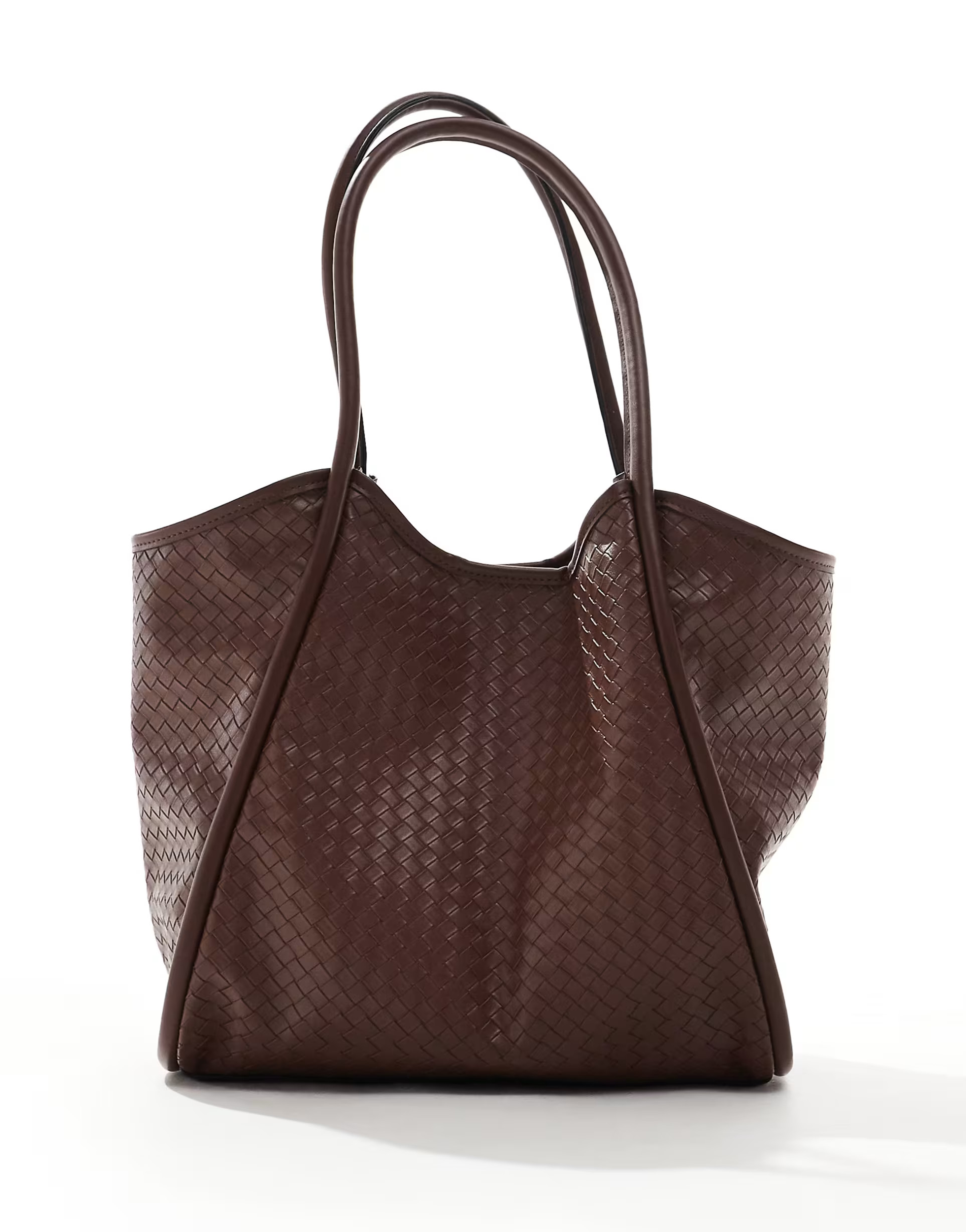 ASOS DESIGN weave tubular tote bag in chocolate brown | ASOS (Global)