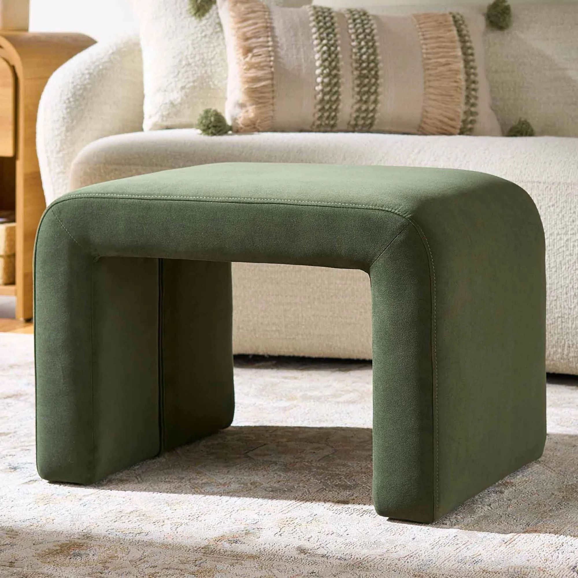 Better Homes & Gardens Juliet Velvet Waterfall Ottoman, Olive | Walmart (US)