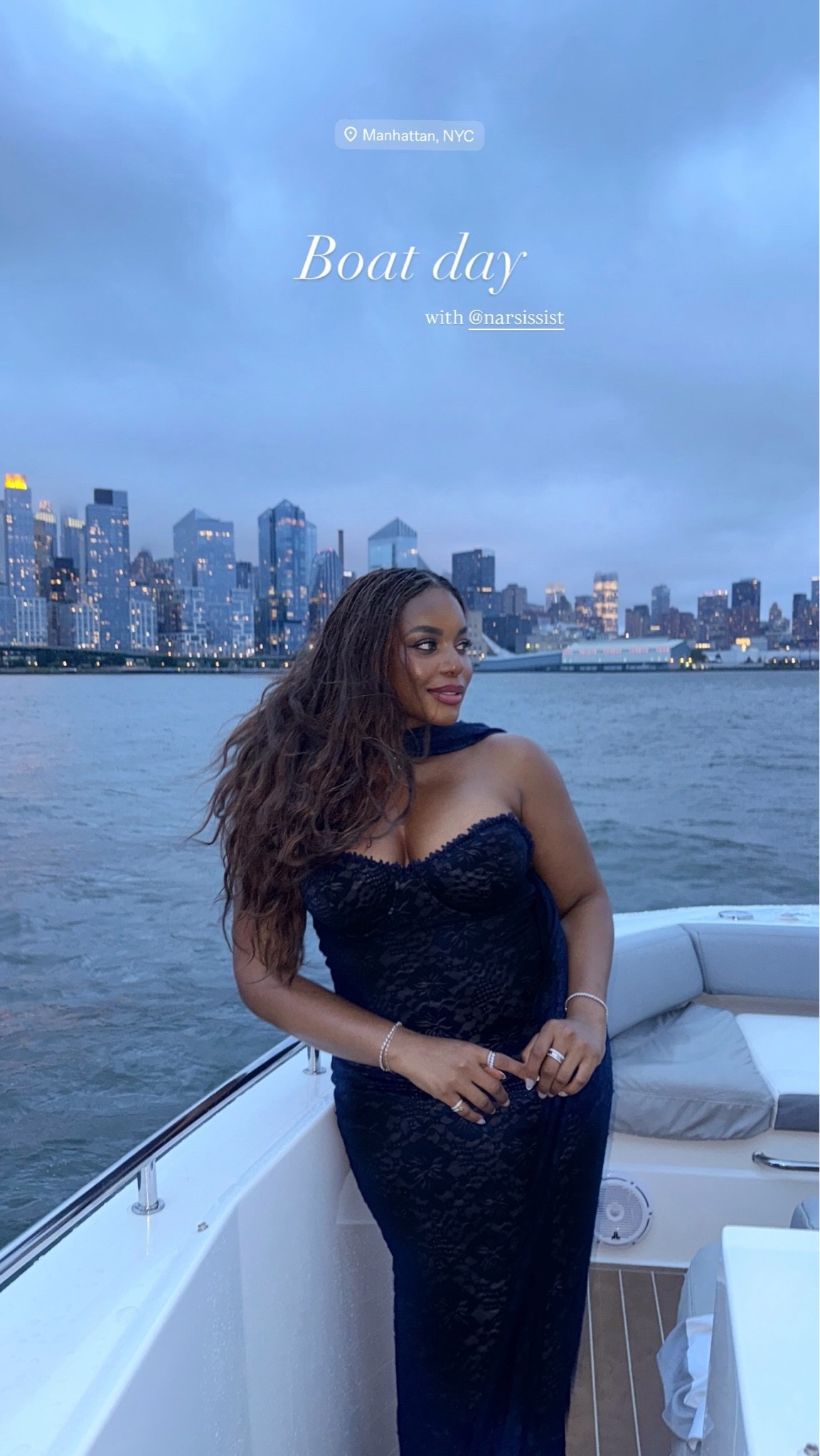 Boat day in NYC - wearing the most divine lace maxi dress for a night out. Love the navy lace and the matching scarf. This is the perfect dress for a black tie wedding guest dress style! .. For more links to wedding guest dress summer, teacher outfits, country concert outfits, back to school outfits, date night outfits, vacation outfits beach, business casual workwear, travel outfits, summer dresses, concert outfits,  follow me on LTK! ✨

#LTKsummer #LTKdresses #LTKwedding
