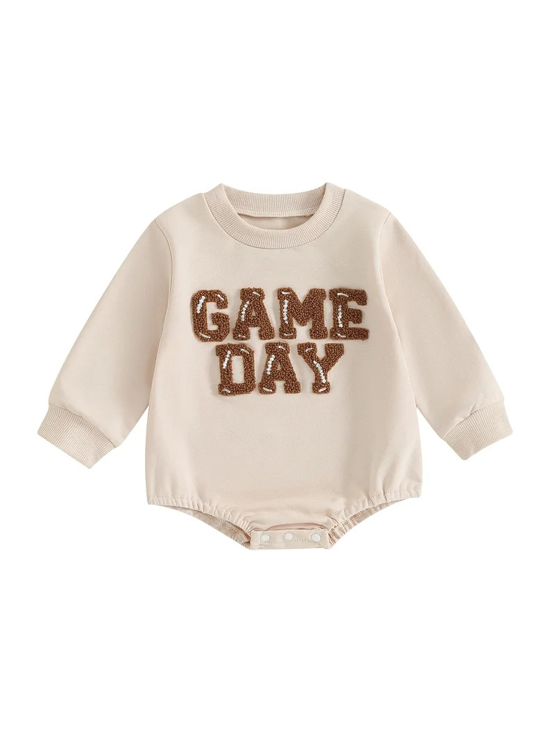 Baby Boy Girl Football Outfit Game Day Onesie Football Romper Pullover Oversized Sweatshirt Fall ... | Walmart (US)