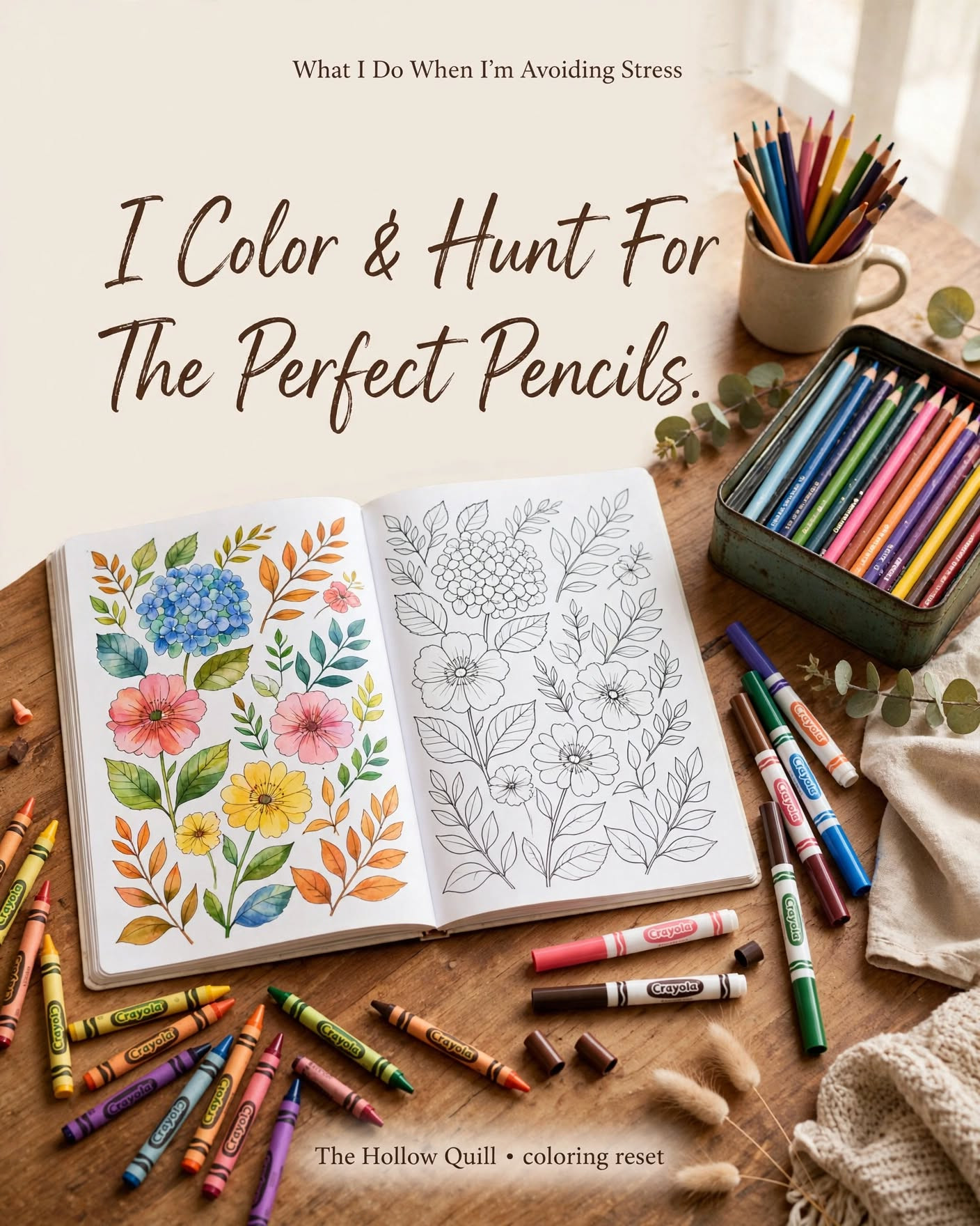What I do when I'm avoiding stress: I color and hunt for the perfect pencils 🖍️

Paint by numbers' quieter cousin. No decisions, just layering color until my brain gets quiet.

My tin lives by my bed - Crayola crayons + markers for when I want bright, colored pencils when I want to blend. Finding the one that doesn't streak? That's the hobby.

Linking my exact coloring book + my holy grail tin + Crayola sets I re-buy below. All under $30 and actually help.

#LTKHome #LTKFindsUnder50 #LTKFindsUnder100 #coloringbook #adultcoloring #crayola #coloredpencils #anxietyreset #stressrelief #cozyhobbies #hyggehome #thehollowquill #florafauna #nervoussystemreset 

 #LTKdayinmylife #LTKOver40 #LTKHome