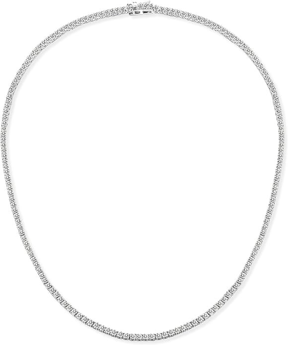 Gemsme 18K White/Yellow Gold Plated 2.0mm Round Cubic Zirconia Classic Tennis Necklace For Women ... | Amazon (US)